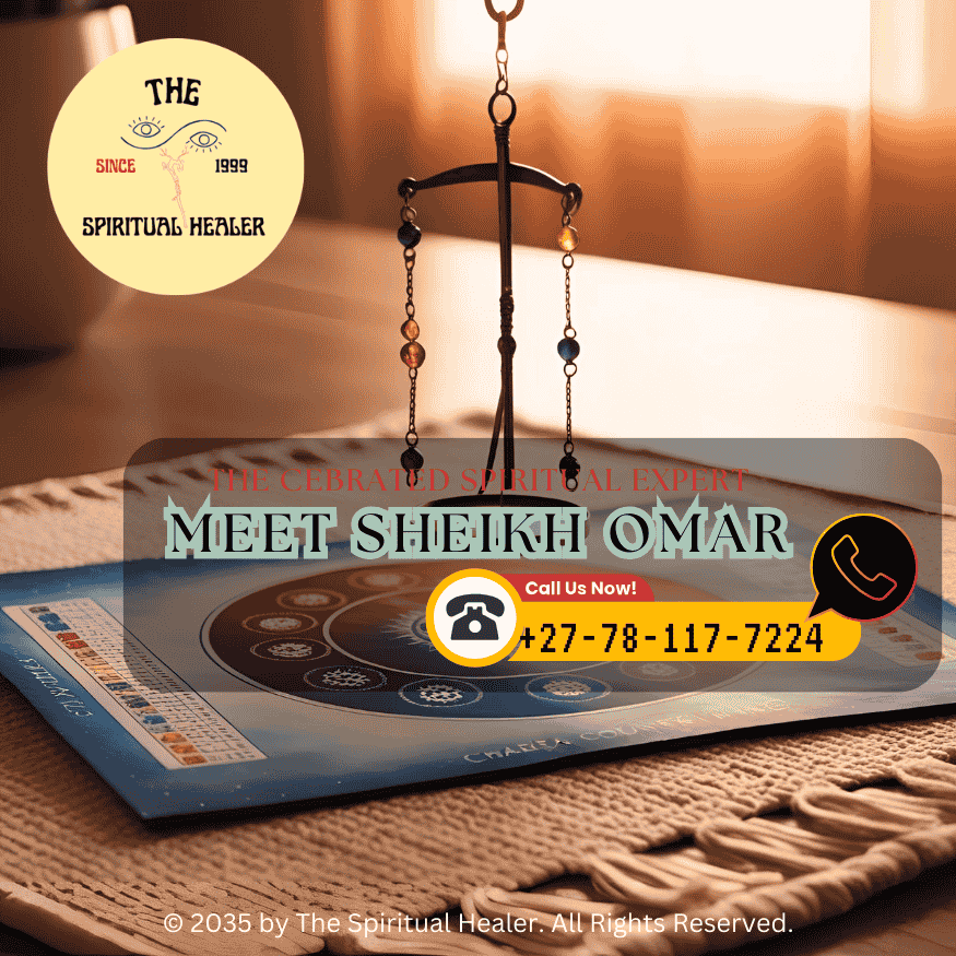 A chakra chart and pendulum being used during an energy alignment session, representing energetic assessment in spiritual counseling.