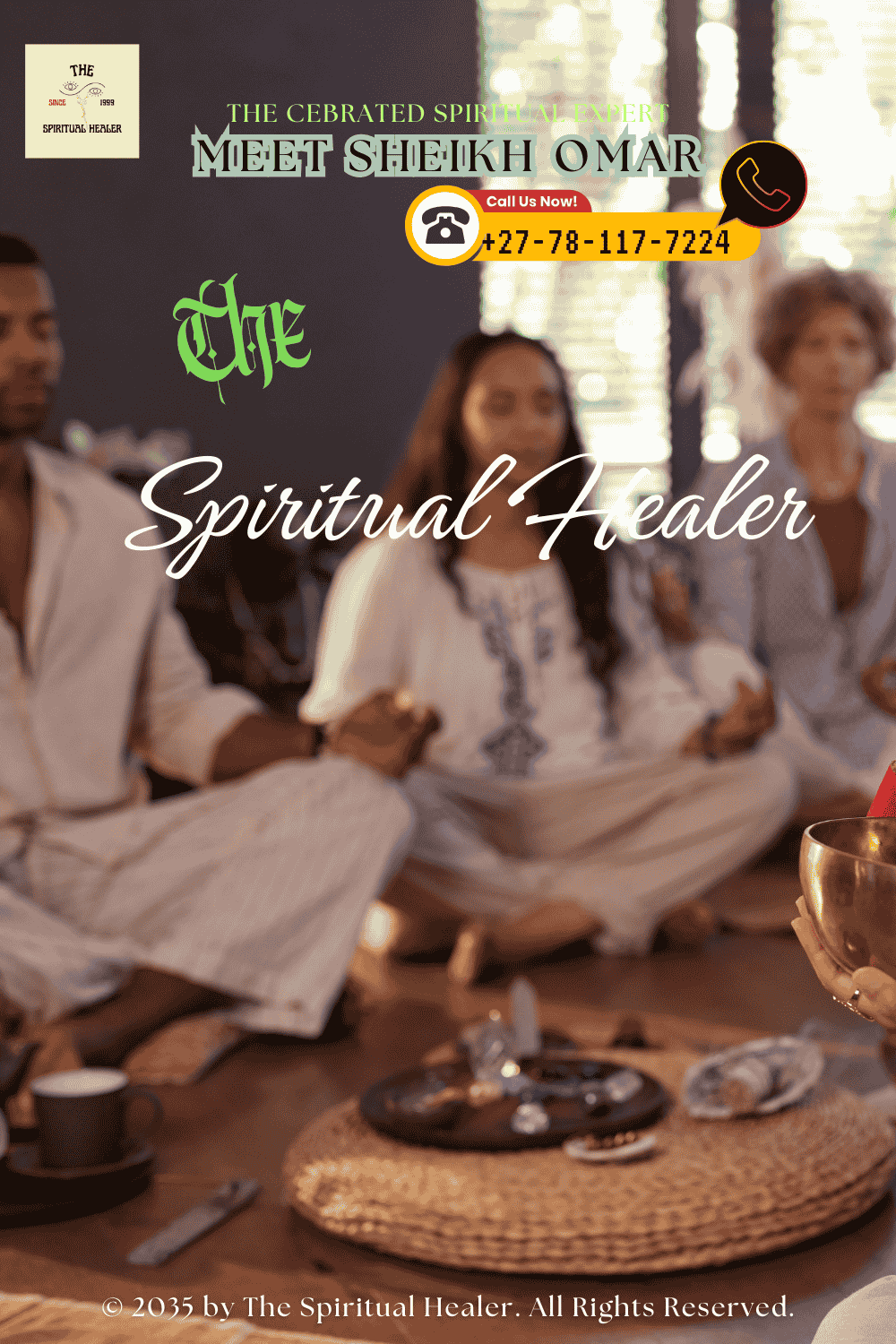 A couple meditating together surrounded by candles and healing crystals, representing shared energy alignment and peaceful connection.