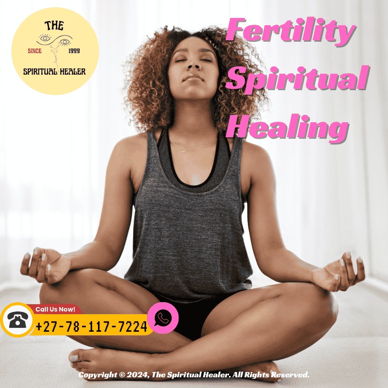 A meditative woman seated in nature, visualizing womb energy during a guided fertility ritual, highlighting a peaceful moment of connection and visualization.