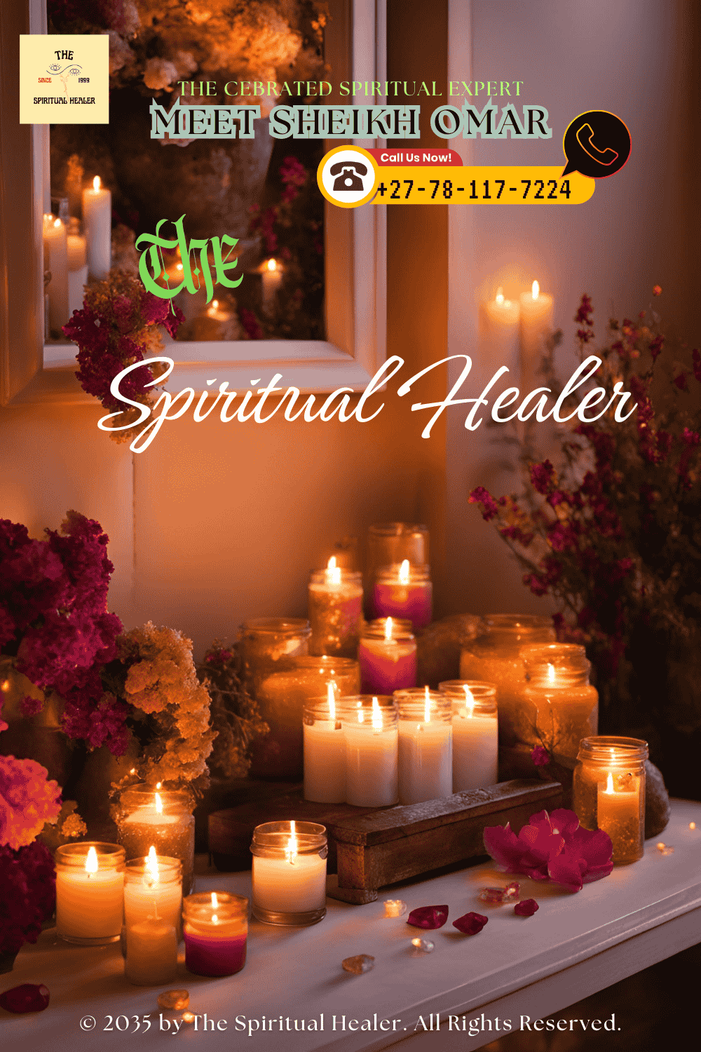 A serene healing room adorned with candles, crystals, and flowers, creating a peaceful environment for spiritual healing. (4)