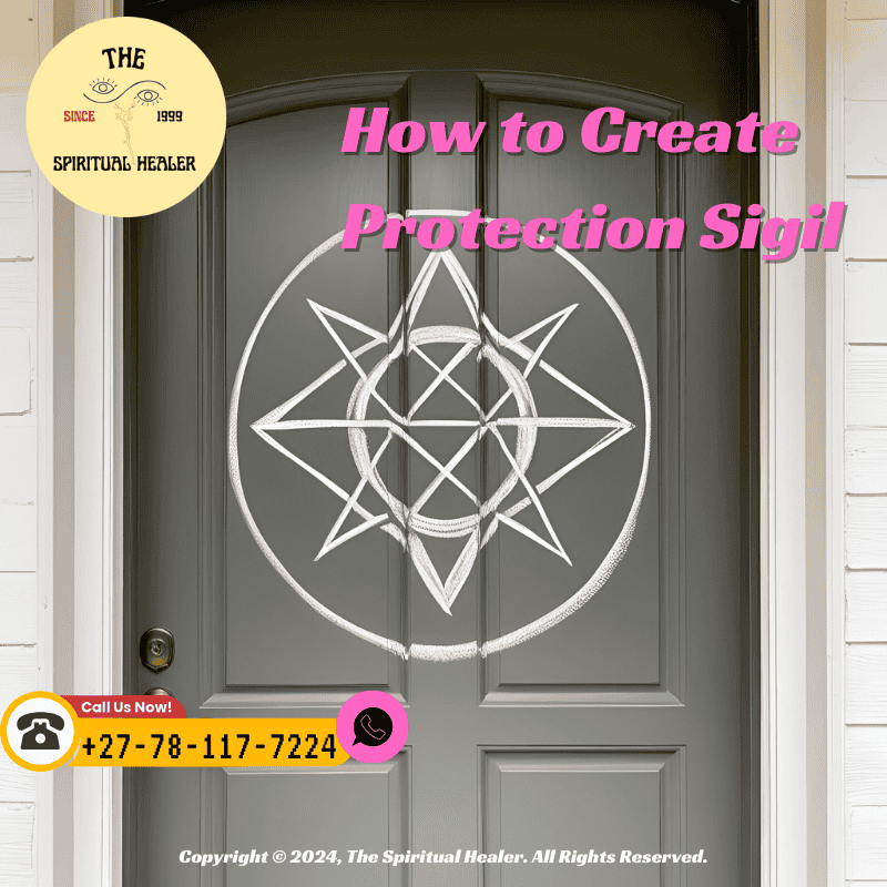 A warding sigil inscribed on a doorway with white chalk during a home-cleansing ritual, capturing a traditional method of space protection.