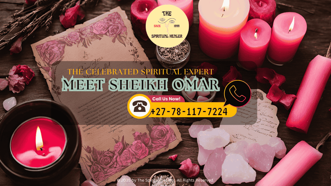 Sacred ritual setup with candles, crystals, and rose petals