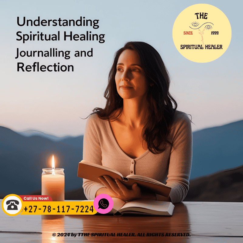 A woman sitting with a notebook and candle, reflecting quietly